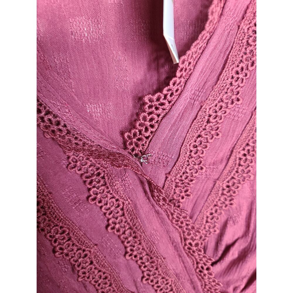 NWT Belle du Jour wine pink crossover long sleeve shirt - large - Picture 3 of 5